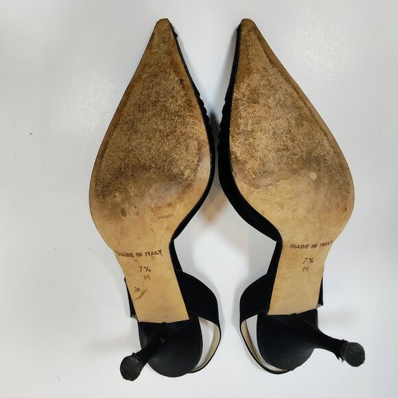 Daniel Barbara Women's 7 1/2 M Black Satin Italian Heels - Picture 11 of 13